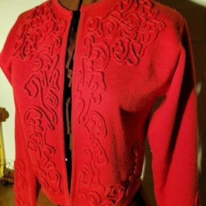 Vintage Ellen Tracy red embellished sweater L